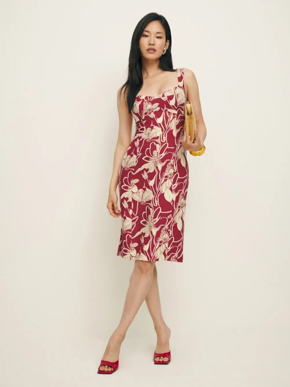 Reformation Thea Linen Midi Dress